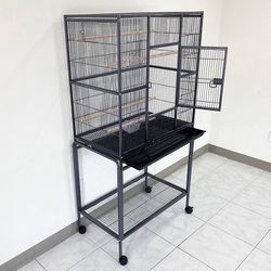 (NEW) $135 Large 63-inch Bird Cage Rolling Stand for Mid-Sized Cockatiels Parakeets Lovebirds 32x19x63”