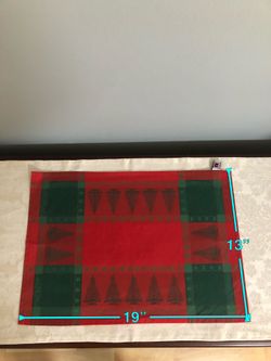 Christmas Home Tableware Fabric Placemats (set of 6) DMS: L19” x W13”