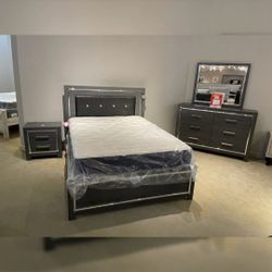 LODANNA GRAY LED PANEL BEDROOM SET