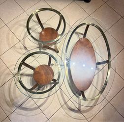 MODERN 3-PIECE GLASS COFFEE TABLE SET