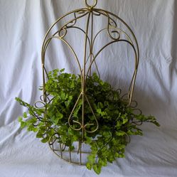 Gold-toned Hanging Metal Plant Basket