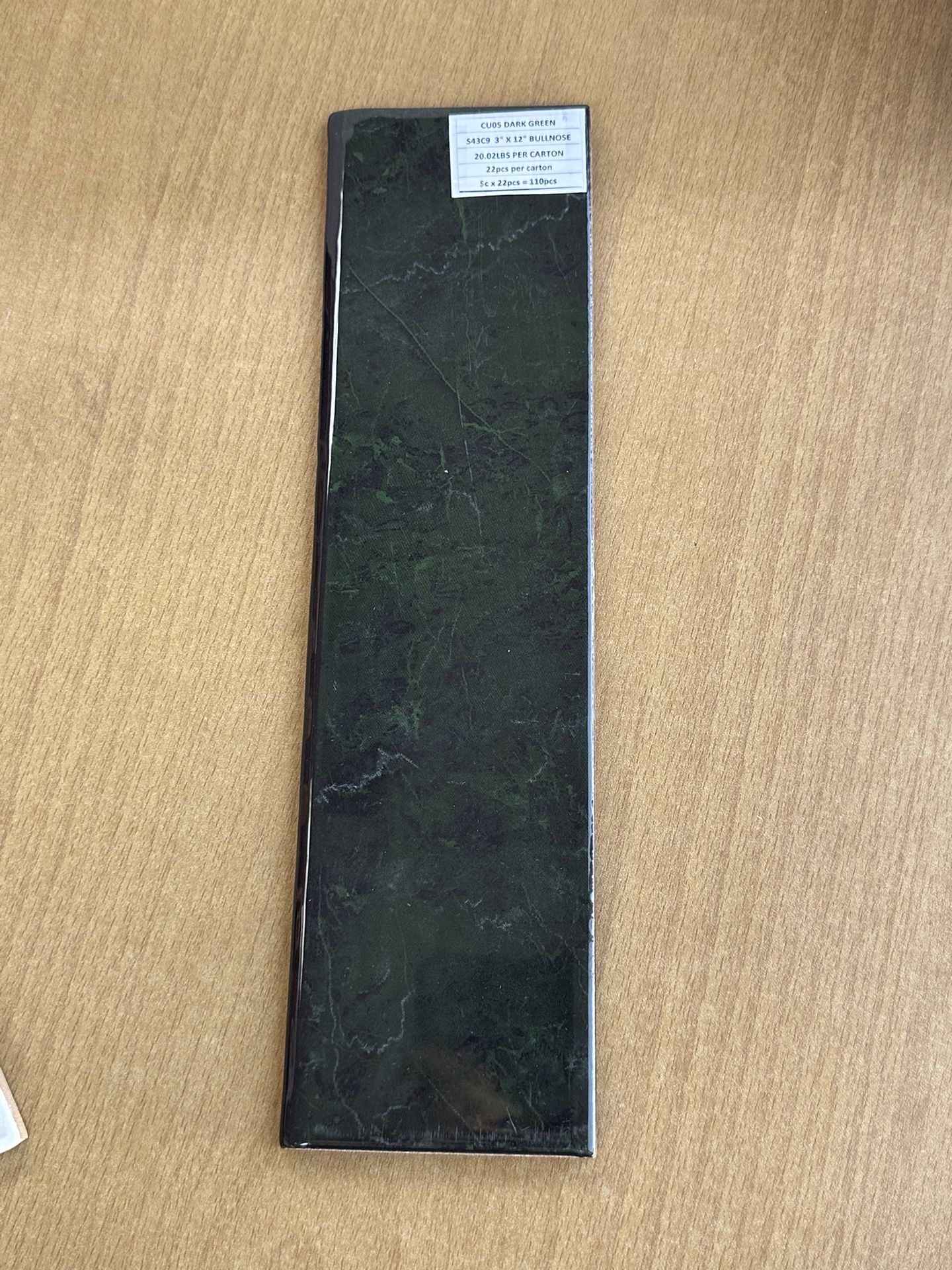 Ceramic 3”x12” BULLNOSE - CU05 DARK GREEN