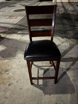 Black and Sherry Faux Leather Wood Side Chair