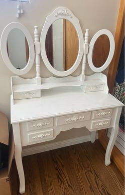White 3 Mirror 7 Drawer Vanity