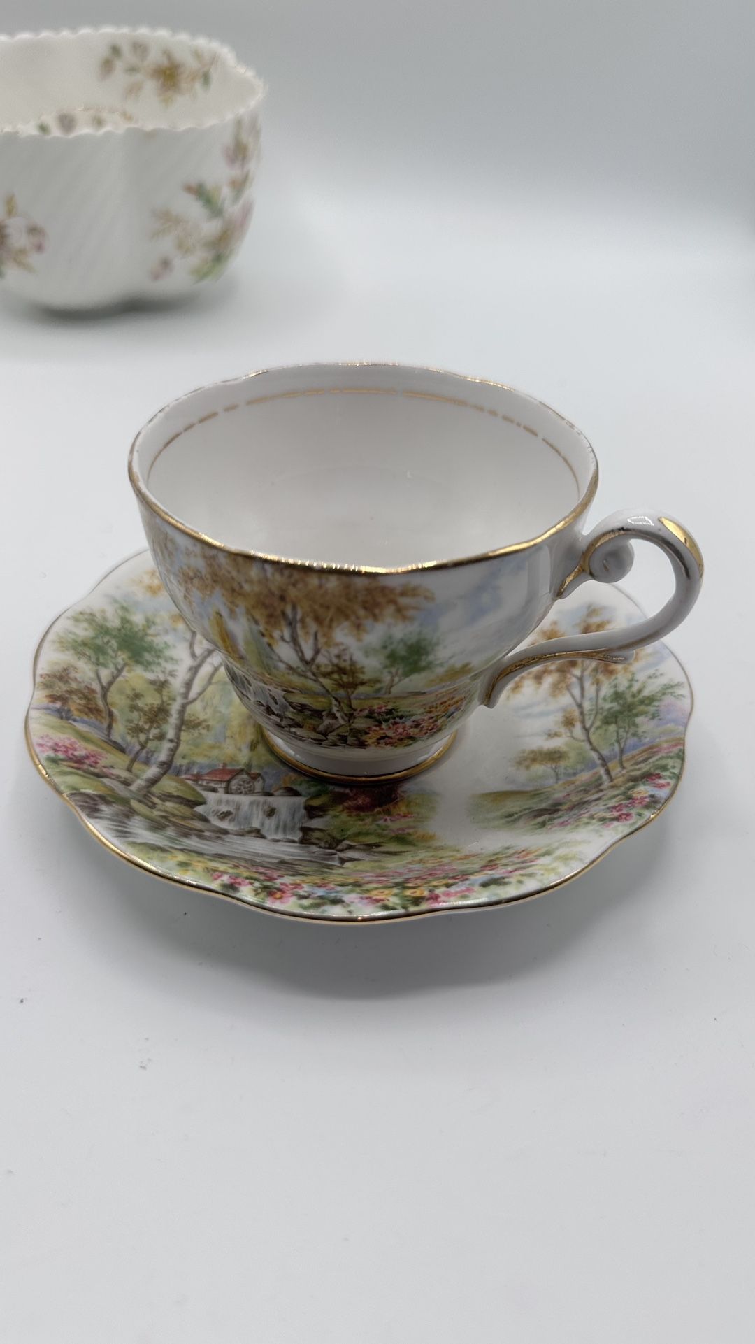 Vintage Royal Standard "the Old Mill Stream" Bone China Tea Cup & Saucer Set