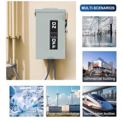 2P 30Amp 110/240V 2 Wire Fusible Heavy Duty Safety Switches, Ac Disconnect Switches Box, Quick Disconnect Safety Switch, Equipped with fuses