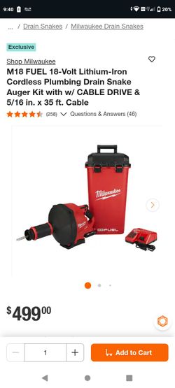 Milwaukee M18 FUEL Cordless Drain Snake Auger Kit
