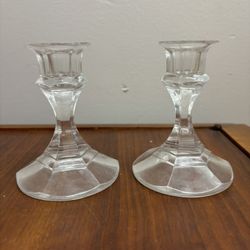 Vintage Pair of crystal candle holders