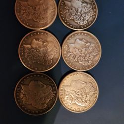 6 Morgan Dollar Silver Plated 