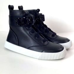 Karl Lagerfeld 'Jeren' Black Leather Zipup High-Tops (7)