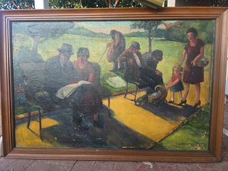 Aaron Lebedinsky oil painting - "In the Park" (1930 Art Institute of Chicago Exhibition)