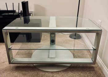 360 dergree rotating glass and metal TV stand