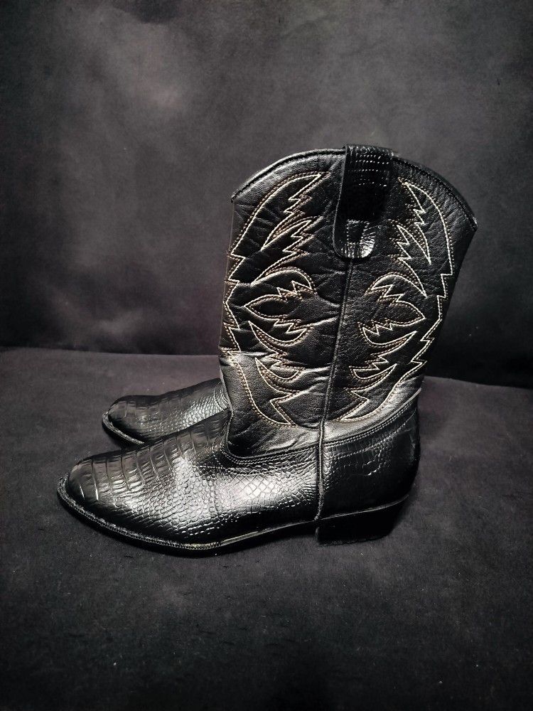 Kids Unisex Black  Smart Fit Cowboy Boots (Size 4)