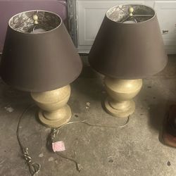 Two lamps and lampshades