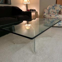 Art Deco Lucite Base Coffee Table (Heavy GREAT QUALITY Glass Top) 