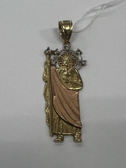 14kt YG 3 tone saint judas pendant