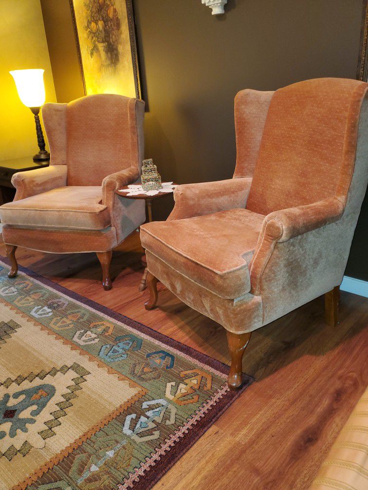 Nice Pair Of Wing Back Chairs In Good Condition! Delivery Available!