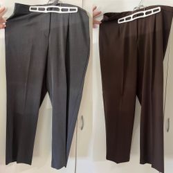 2 Pairs of Dress Barn Women's Size 18 Dress Pants  (Gray & Brown) - NEW W/O TAGS