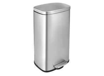 O314 $35  8 Gallon Step Trash Can, Stainless Steel Garbage Bin, Soft-Close Rubbish Bin with Removable Plastic Inner Bucket, Fingerprint-Proof, Lid Dus