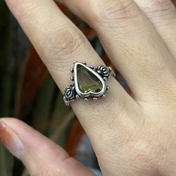 S925 Silver green heart shape cubic zirconia irregular open ring,Silver open ring,Heart Flower Animal Irregular silver open ring,Bohemian Chunky Punk 
