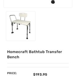 Homecraft Bath Transfer Bench / Tub Bench With Backrest 