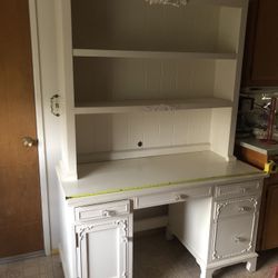 Vintage Shabby Chic White Hutch