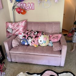 Modern Pink Velvet Couch – Perfect Accent / Kids Room – $180