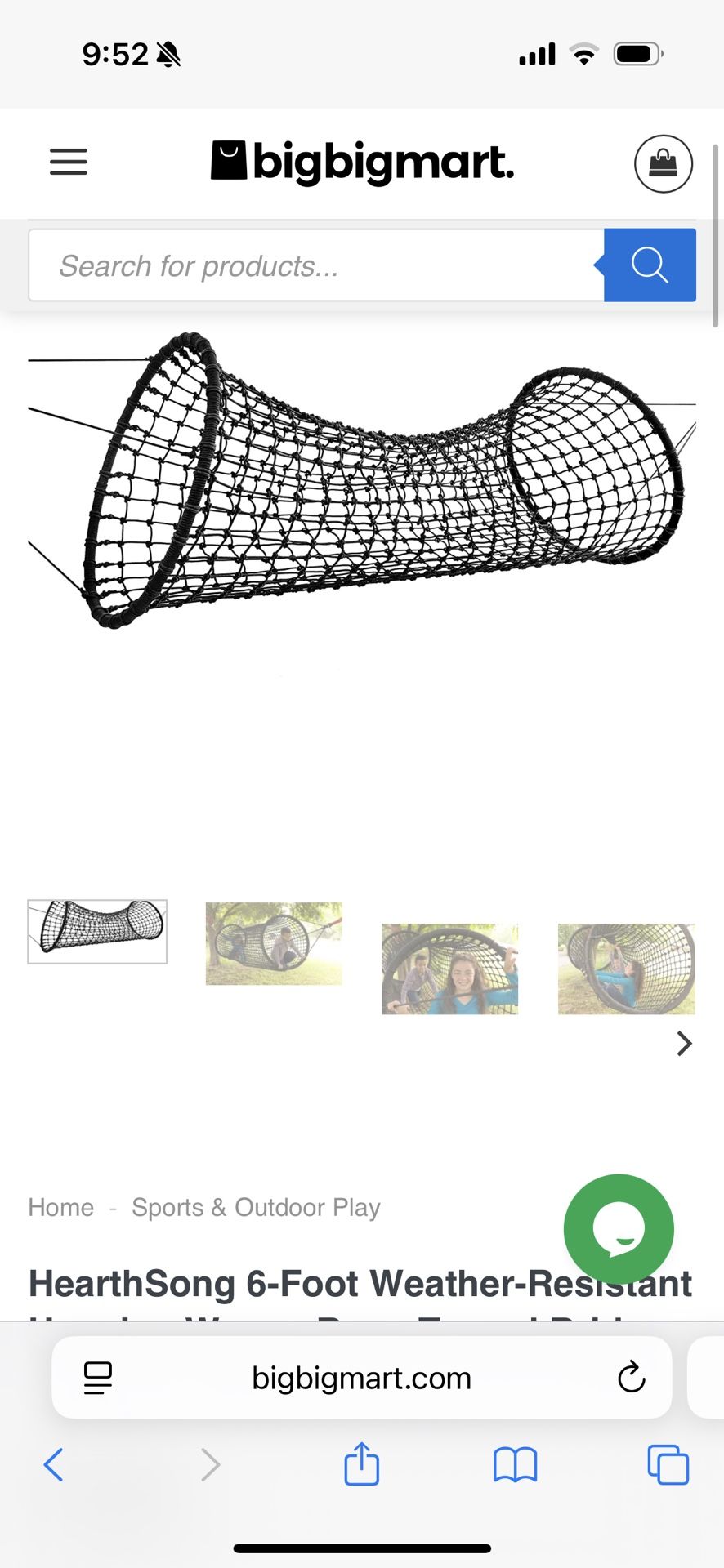 HearthSong 6-Foot Weather-Resistant Hanging Woven Rope Tunnel Bridge for Kids, Holds Up to 400 Lbs, Black