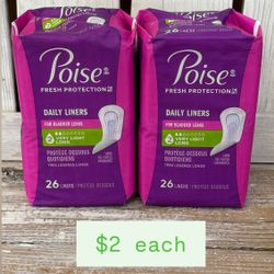 Poise Daily Incontinence Panty Liners, 2 Drop Very Light Absorbency, Long, 26 Count / $2 Each