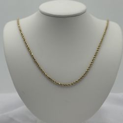 24” 14k Yellow Gold Hollow Rope Chain