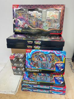 💥 Paldean Fates, Pitch Black Booster Box, Mega Greninja Premium Collection