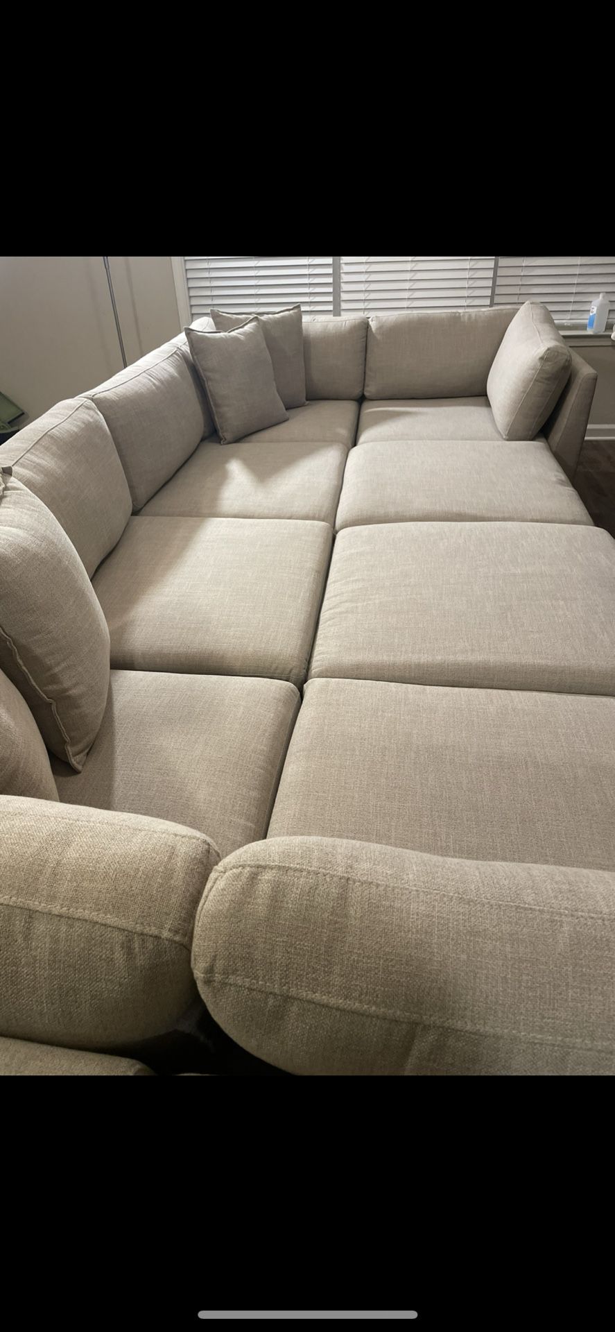  Transitional Modular Fabric Sofa with Storage Ottoman “2 Sets”