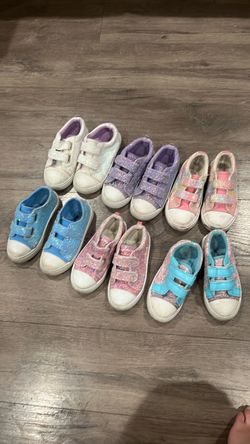 Girls Velcro glitter shoes size 10 assorted colors