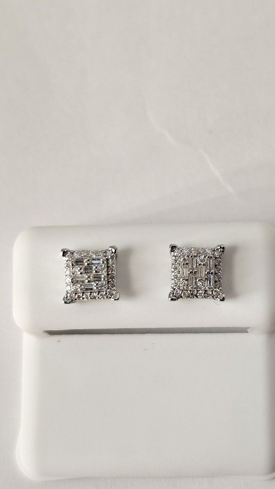 Square Moissanite Stud Earrings – 0.46 CTW – 925 Sterling Silver – $60