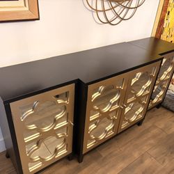 Lifestorey broadway 3-piece Cabinet Set In Black & Gold