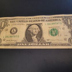 1 Dollar bill 1987 in serial number