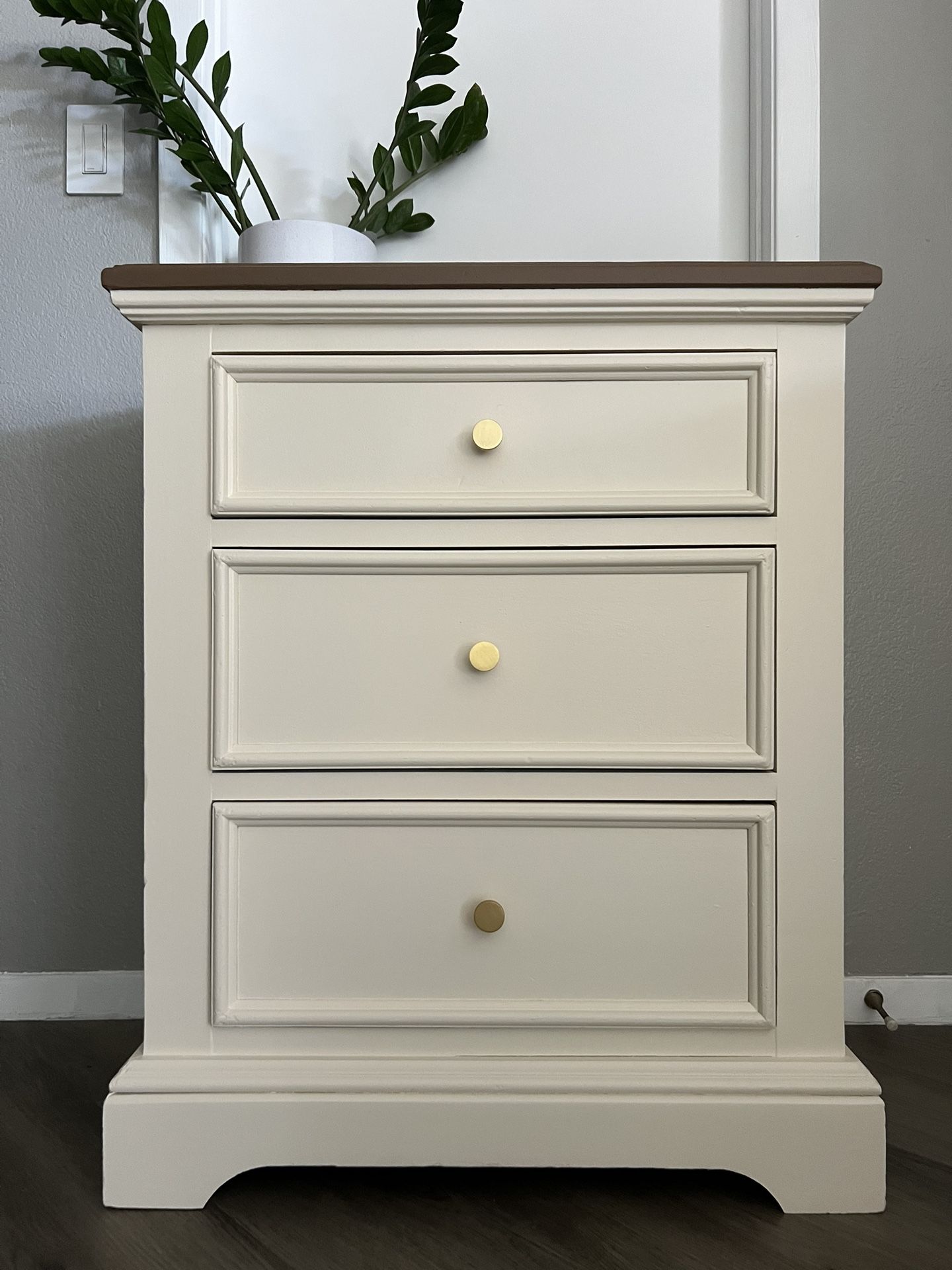 Three Drawer White Dresser | Large Nightstand