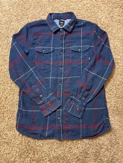 Vans Tailored Fit Plaid Flannel Mens Size Medium Navy