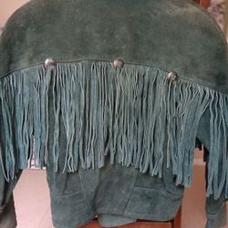 Vintage 80s Suade Fringe Concho Leather Wedtern Jackets Women's Small