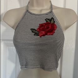 Women’s Striped Rose Halter Top