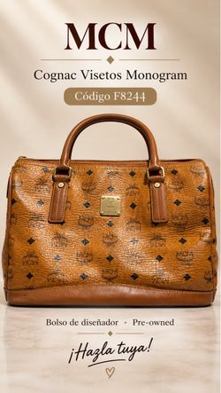MCM Cognac Visetos Monogram Boston Bag