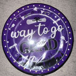 Way To Go Grad Purple Graduation Paper Plates