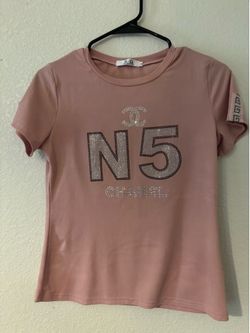 R.Q. Collection Dusty Pink Rhinestone Graphic Tee with Sleeve Detail