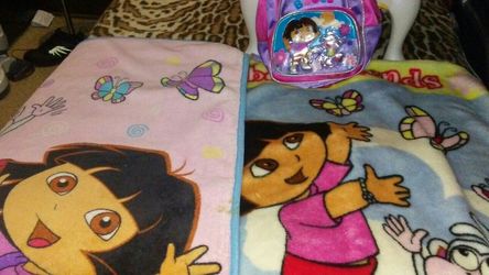 2 Dora blankets lunch box backpack