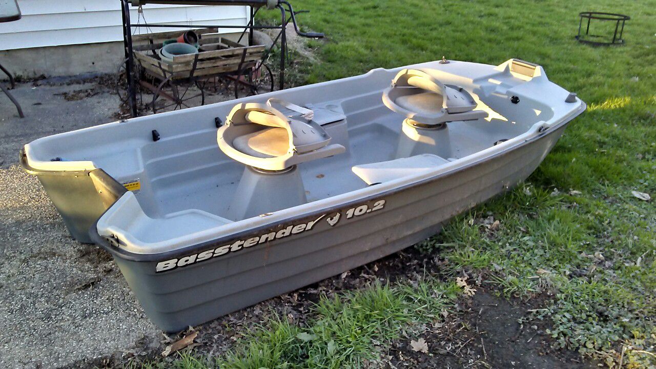 Basstender 10.2 fishing boat with motor & accessories $500 OBO