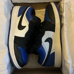Jordan 1 Low Blue, Black, And White Sneakers 6Y (7.5 Women’s) 