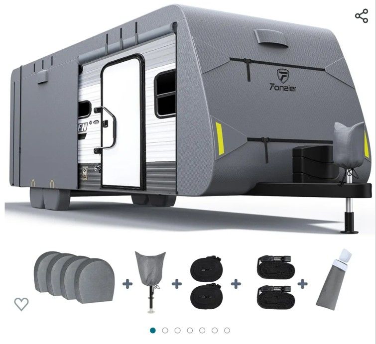 21-24ft Travel Trailer/ Camper Cover W/ Jack, Wheel And Gutter Covers/ Tie Downs