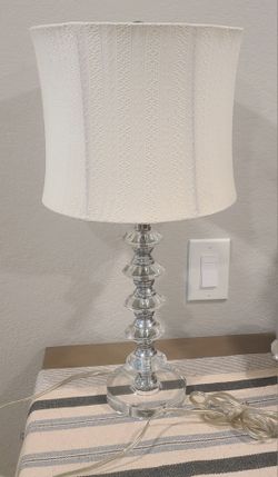 Acrylic 21" table lamp with unique shade.  Cute for bedroom or reading nook