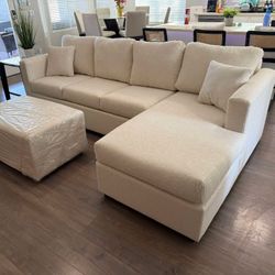 🔥brand New Cream Sectionals With Free Ottoman 