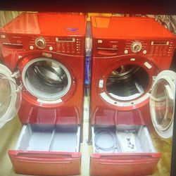 Front Load Washer Electric Dryer W pedestals Drawers